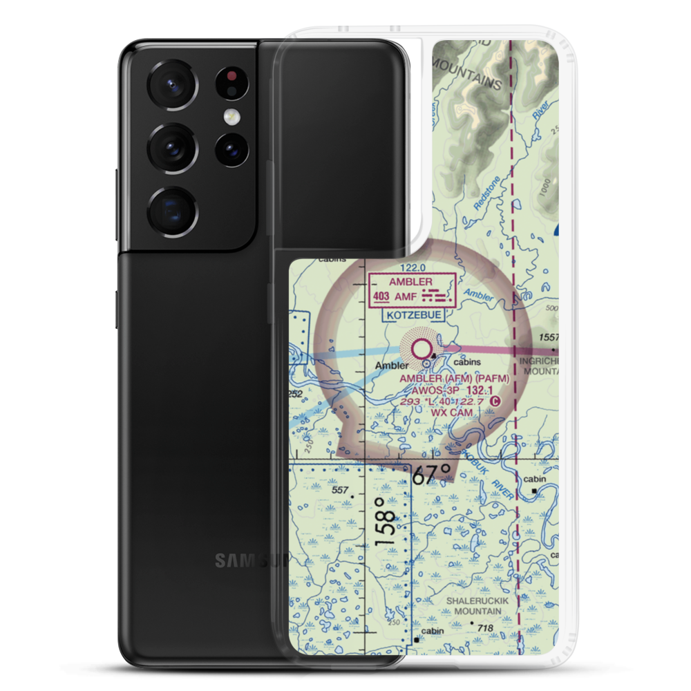 Ambler Airport (AFM) VFR Sectional Samsung Case Samsung Galaxy S21 Ultra model shown