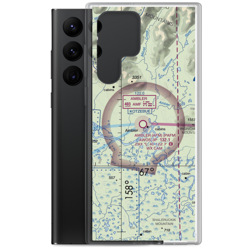 Ambler Airport (AFM) VFR Sectional Samsung Case Samsung Galaxy S22 Ultra model shown