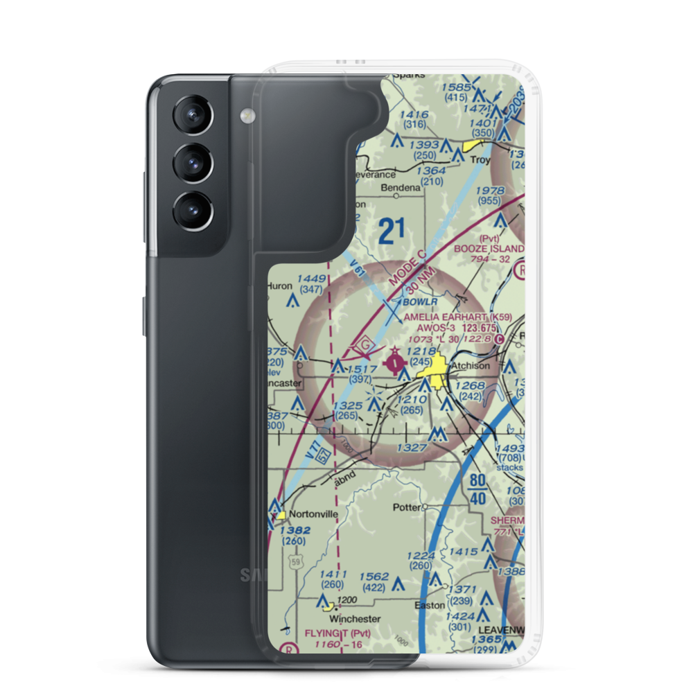 Amelia Earhart Airport (K59) VFR Sectional Samsung Case Samsung Galaxy S21 model shown