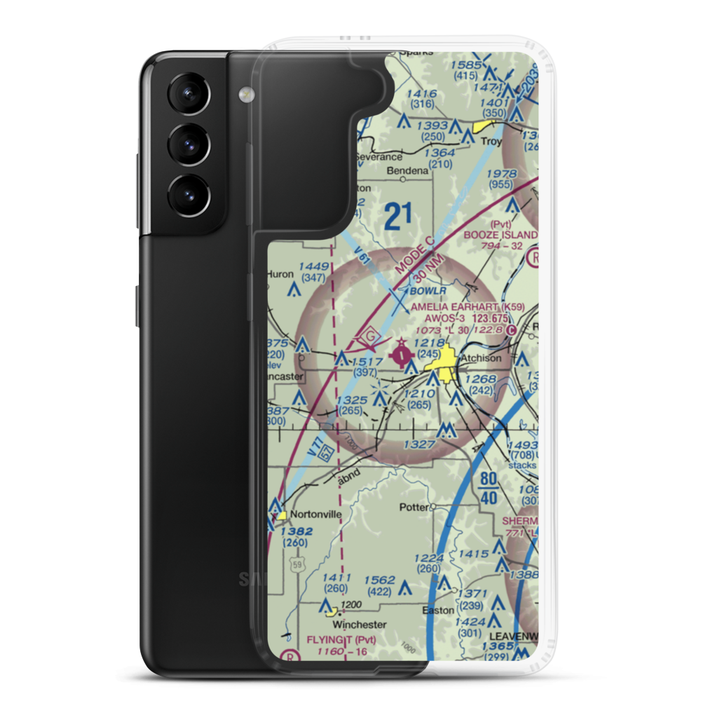 Amelia Earhart Airport (K59) VFR Sectional Samsung Case Samsung Galaxy S21 Plus model shown