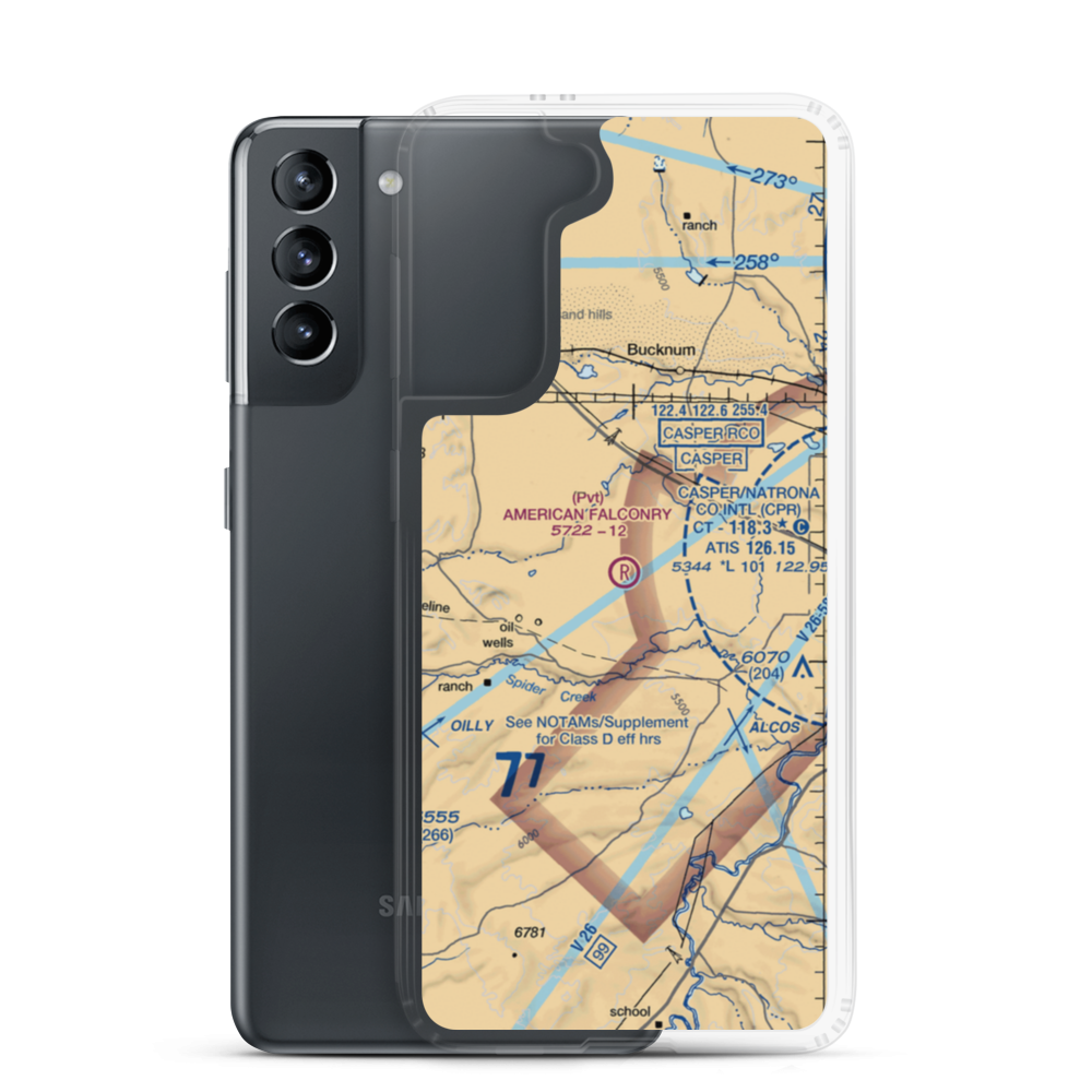 American Falconry Airport (45WY) VFR Sectional Samsung Case Samsung Galaxy S21 model shown