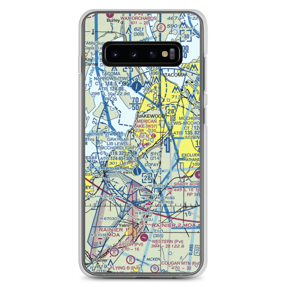 American Lake Seaplane Base (W37) VFR Sectional Samsung Case Samsung Galaxy S10+ model shown