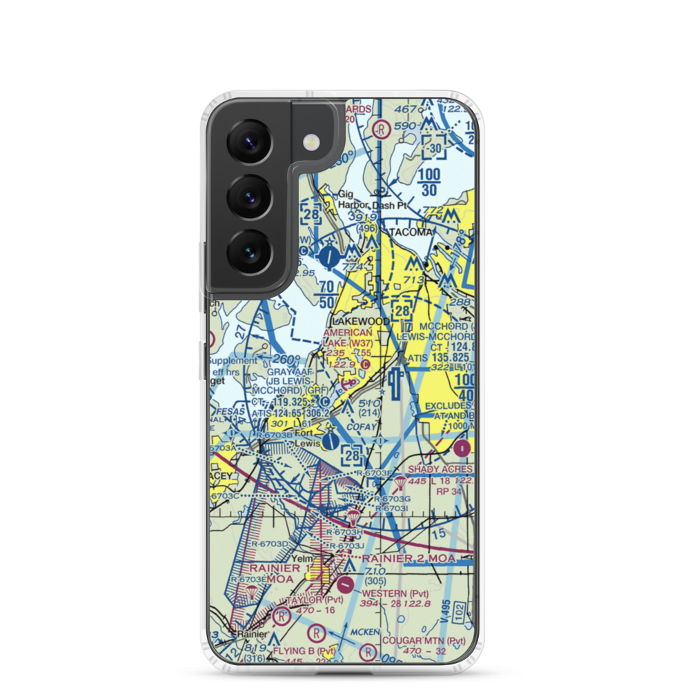 American Lake Seaplane Base (W37) VFR Sectional Samsung Case Samsung Galaxy S22 model shown