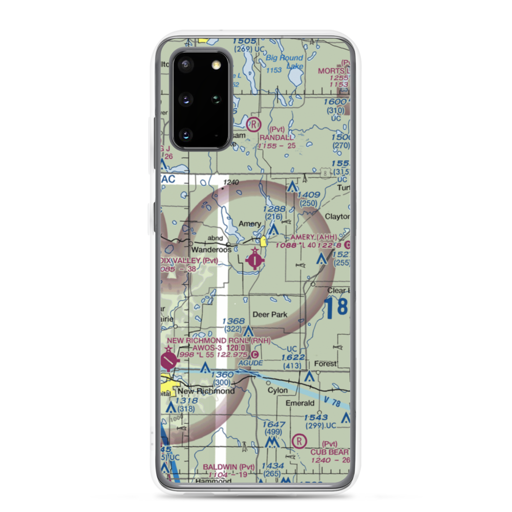 Amery Municipal Airport (AHH) VFR Sectional Samsung Case Samsung Galaxy S20 Plus model shown