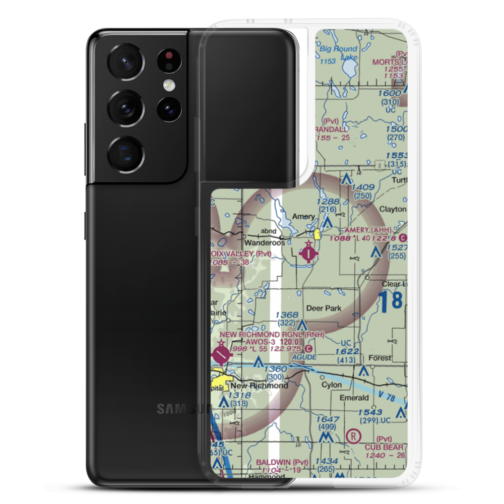 Amery Municipal Airport (AHH) VFR Sectional Samsung Case Samsung Galaxy S21 Ultra model shown
