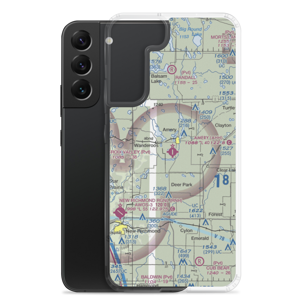 Amery Municipal Airport (AHH) VFR Sectional Samsung Case Samsung Galaxy S22 Plus model shown