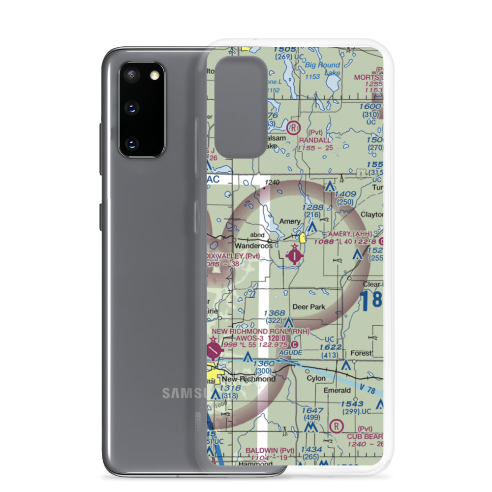 Amery Municipal Airport (AHH) VFR Sectional Samsung Case Samsung Galaxy S20 model shown