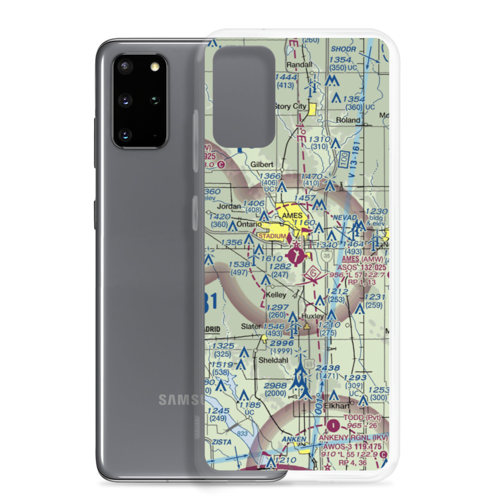 Ames Municipal Airport (AMW) VFR Sectional Samsung Case Samsung Galaxy S20 Plus model shown