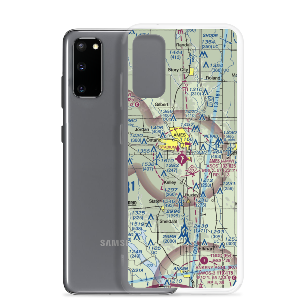Ames Municipal Airport (AMW) VFR Sectional Samsung Case Samsung Galaxy S20 model shown