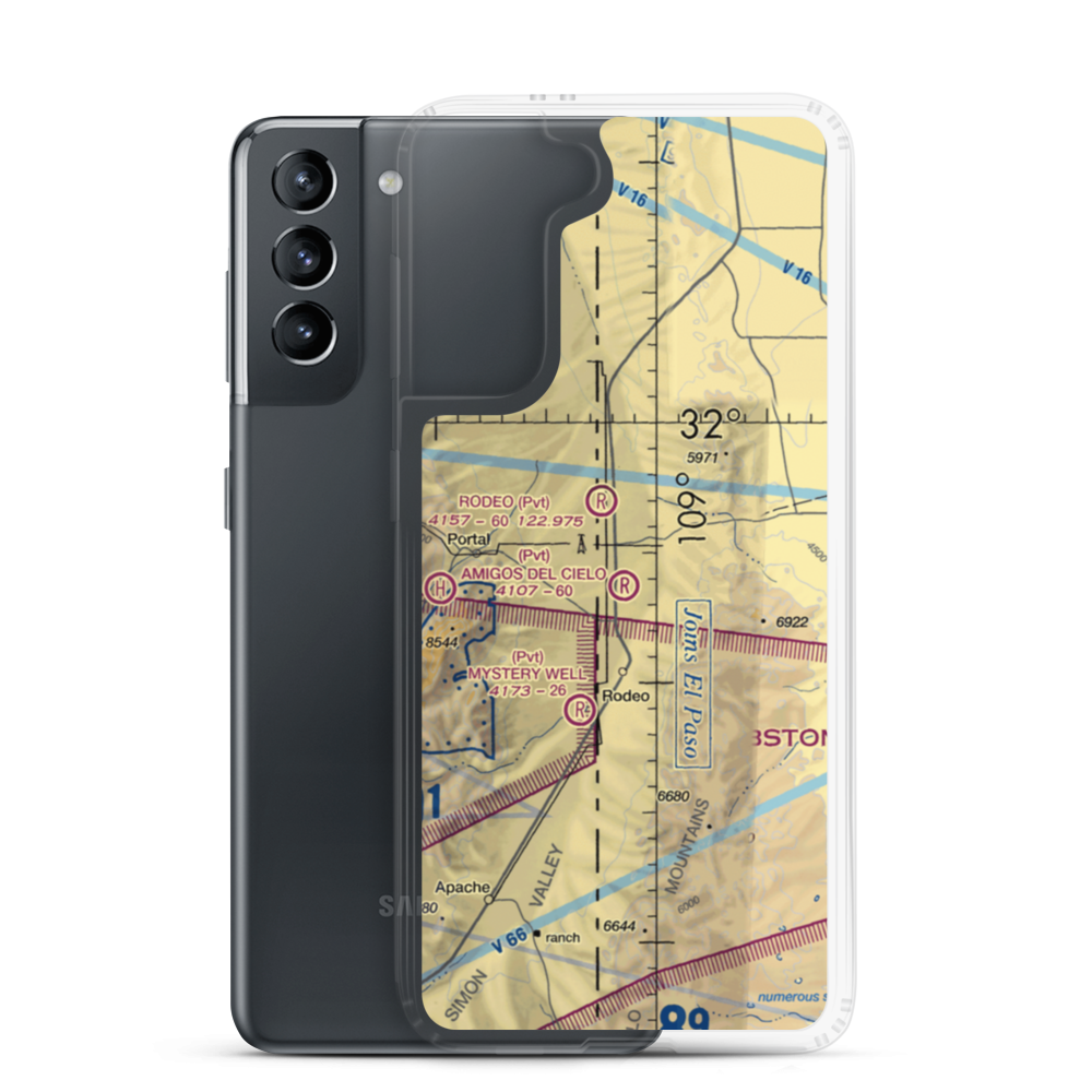Amigos Del Cielo Airport (NM90) VFR Sectional Samsung Case Samsung Galaxy S21 model shown