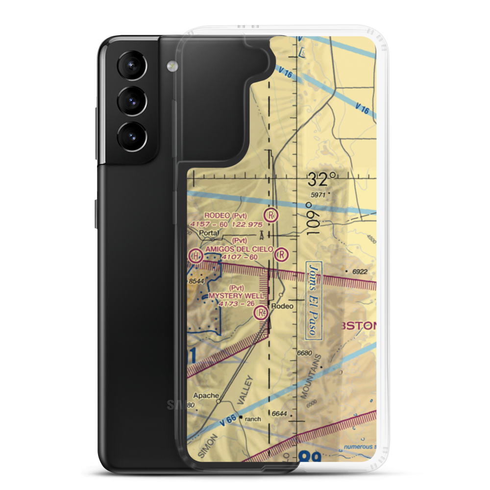Amigos Del Cielo Airport (NM90) VFR Sectional Samsung Case Samsung Galaxy S21 Plus model shown
