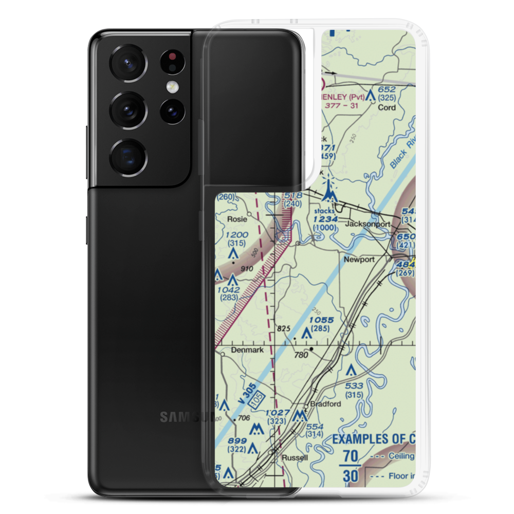 Amos Airport (AR56) VFR Sectional Samsung Case Samsung Galaxy S21 Ultra model shown