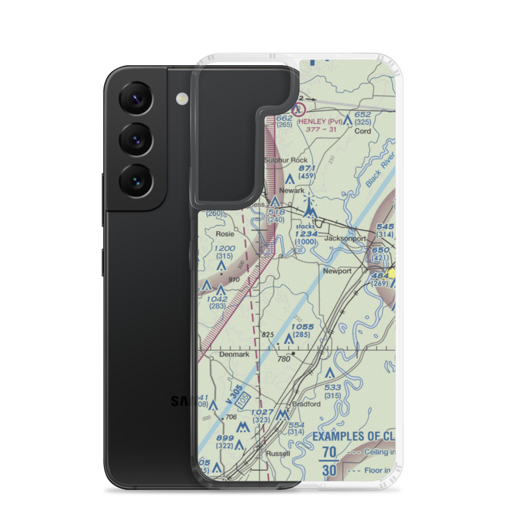 Amos Airport (AR56) VFR Sectional Samsung Case Samsung Galaxy S22 model shown