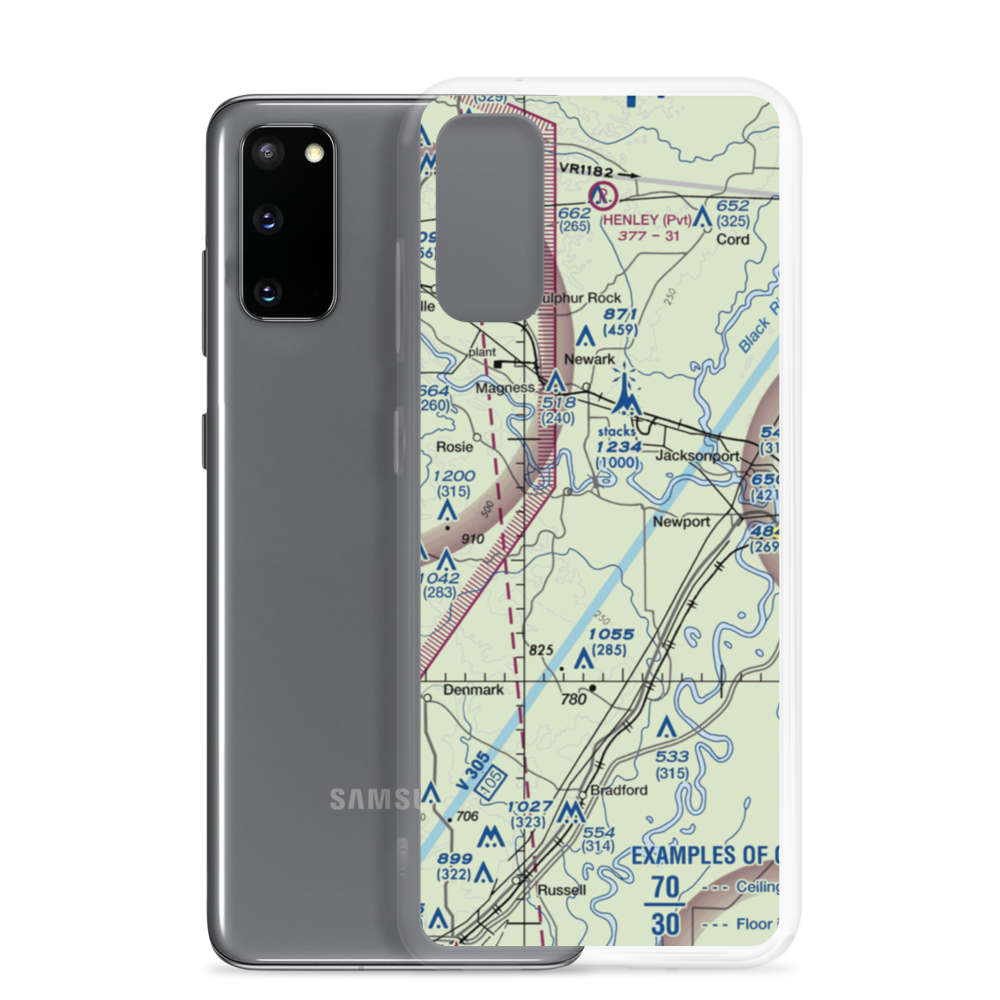 Amos Airport (AR56) VFR Sectional Samsung Case Samsung Galaxy S20 model shown