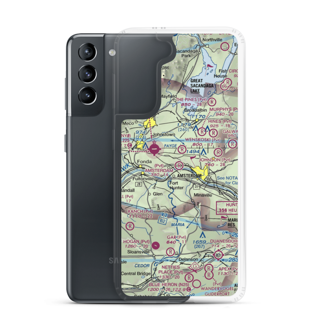 Amsterdam Airfield (NY87) VFR Sectional Samsung Case Samsung Galaxy S21 model shown