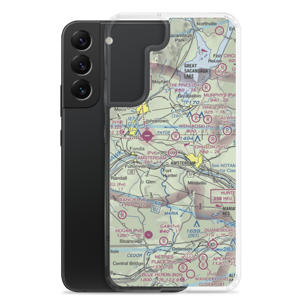 Amsterdam Airfield (NY87) VFR Sectional Samsung Case Samsung Galaxy S22 Plus model shown