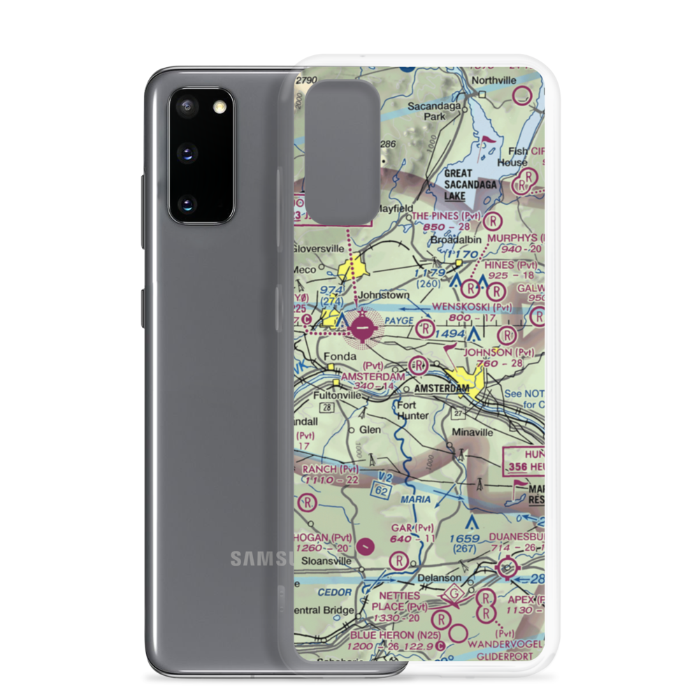 Amsterdam Airfield (NY87) VFR Sectional Samsung Case Samsung Galaxy S20 model shown