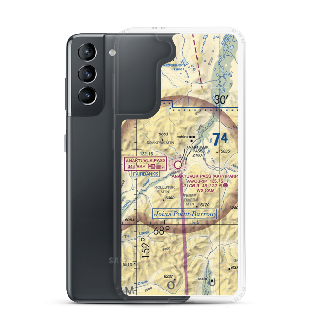 Anaktuvuk Pass Airport (AKP) VFR Sectional Samsung Case Samsung Galaxy S21 model shown