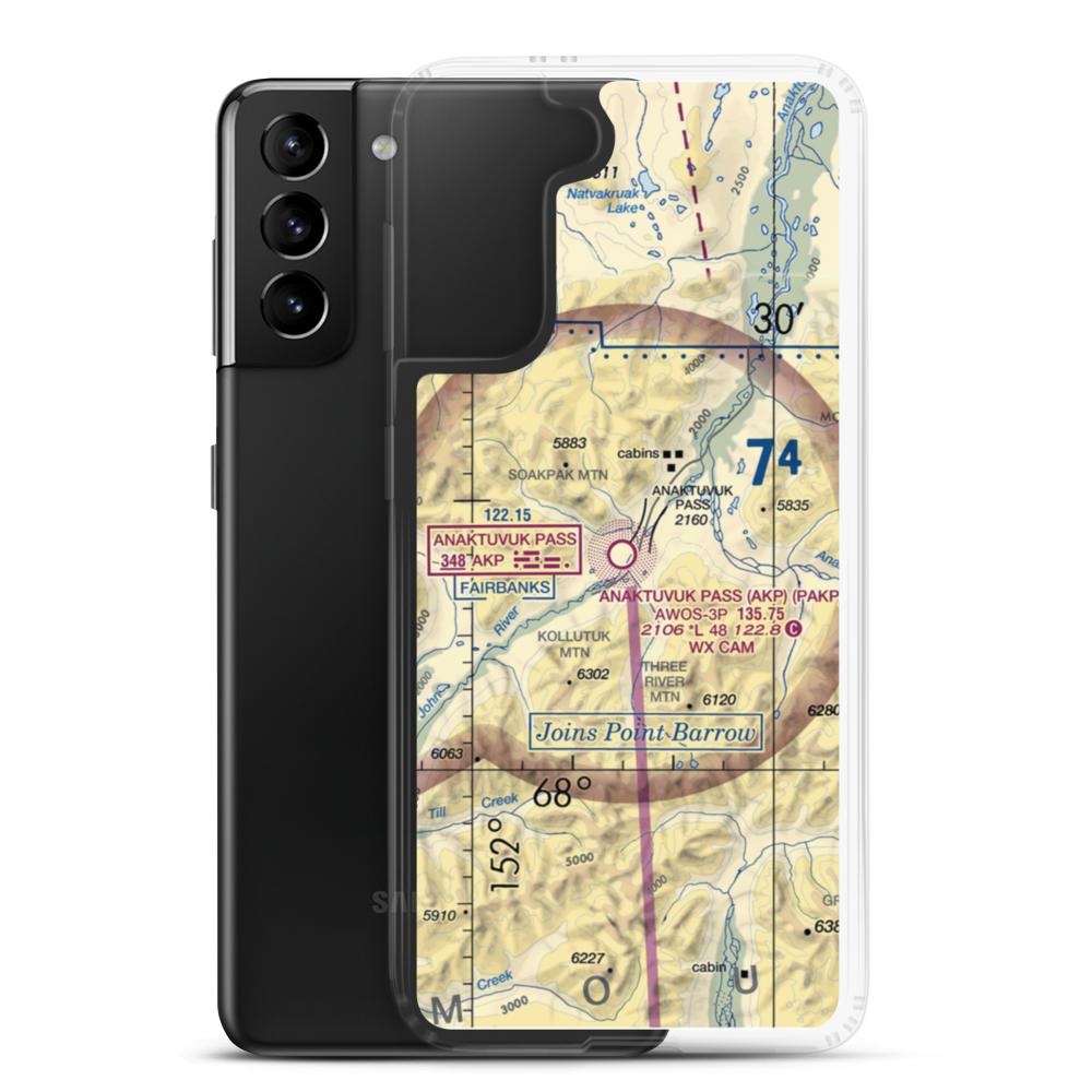 Anaktuvuk Pass Airport (AKP) VFR Sectional Samsung Case Samsung Galaxy S21 Plus model shown