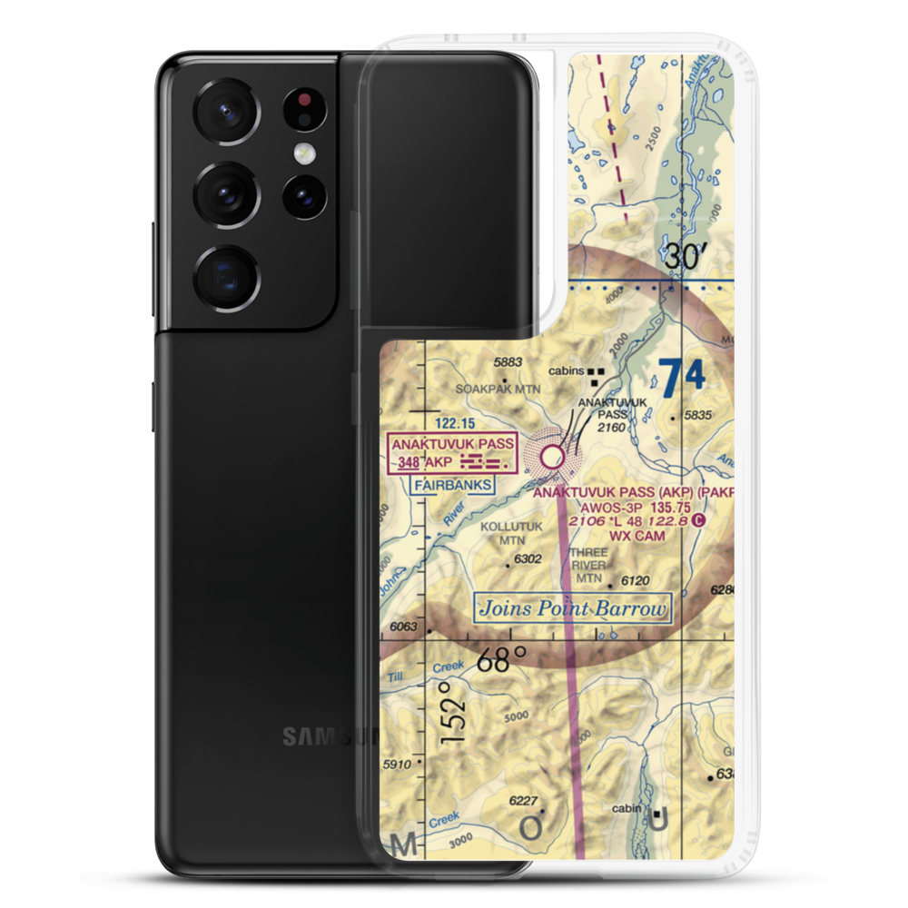 Anaktuvuk Pass Airport (AKP) VFR Sectional Samsung Case Samsung Galaxy S21 Ultra model shown