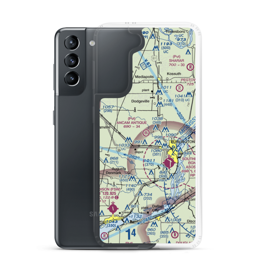 Ancam Antique Airfield (19IA) VFR Sectional Samsung Case Samsung Galaxy S21 model shown
