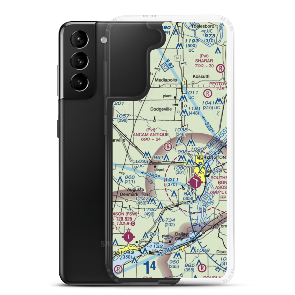 Ancam Antique Airfield (19IA) VFR Sectional Samsung Case Samsung Galaxy S21 Plus model shown
