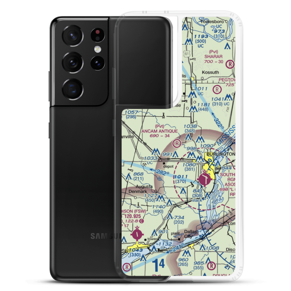 Ancam Antique Airfield (19IA) VFR Sectional Samsung Case Samsung Galaxy S21 Ultra model shown