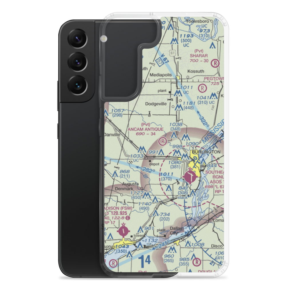 Ancam Antique Airfield (19IA) VFR Sectional Samsung Case Samsung Galaxy S22 Plus model shown