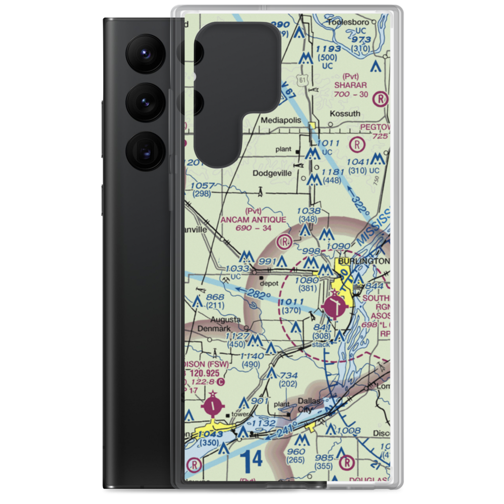 Ancam Antique Airfield (19IA) VFR Sectional Samsung Case Samsung Galaxy S22 Ultra model shown