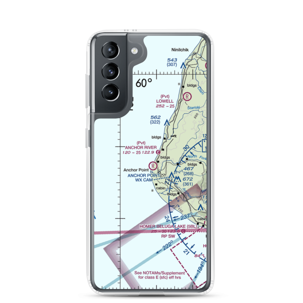 Anchor River Airpark (AK00) VFR Sectional Samsung Case Samsung Galaxy S21 model shown