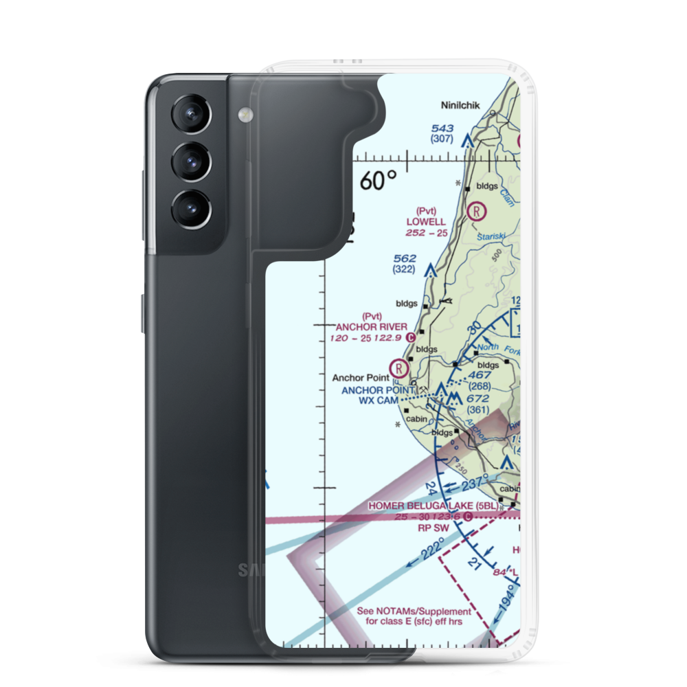 Anchor River Airpark (AK00) VFR Sectional Samsung Case Samsung Galaxy S21 model shown