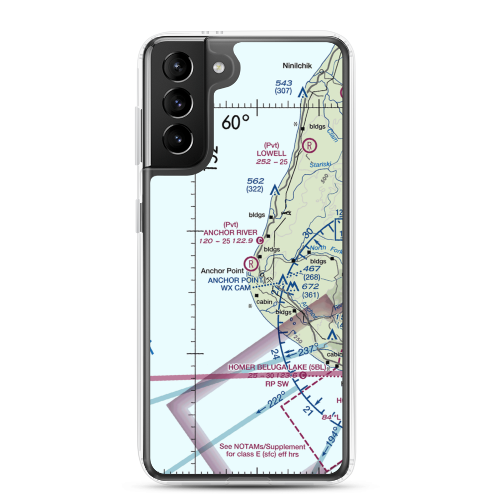 Anchor River Airpark (AK00) VFR Sectional Samsung Case Samsung Galaxy S21 Plus model shown