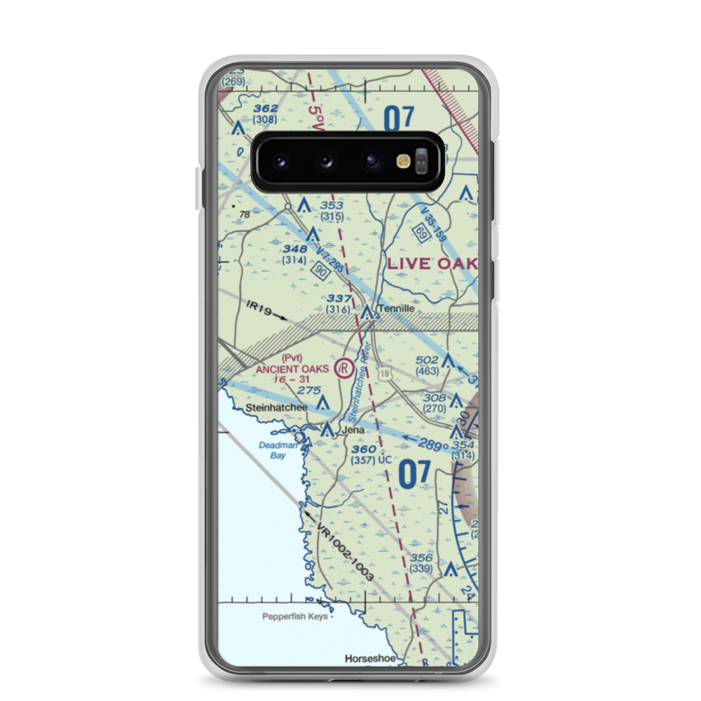 Ancient Oaks Airport (39FD) VFR Sectional Samsung Case Samsung Galaxy S10 model shown
