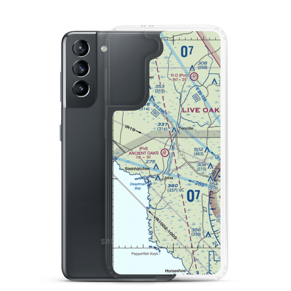 Ancient Oaks Airport (39FD) VFR Sectional Samsung Case Samsung Galaxy S21 model shown