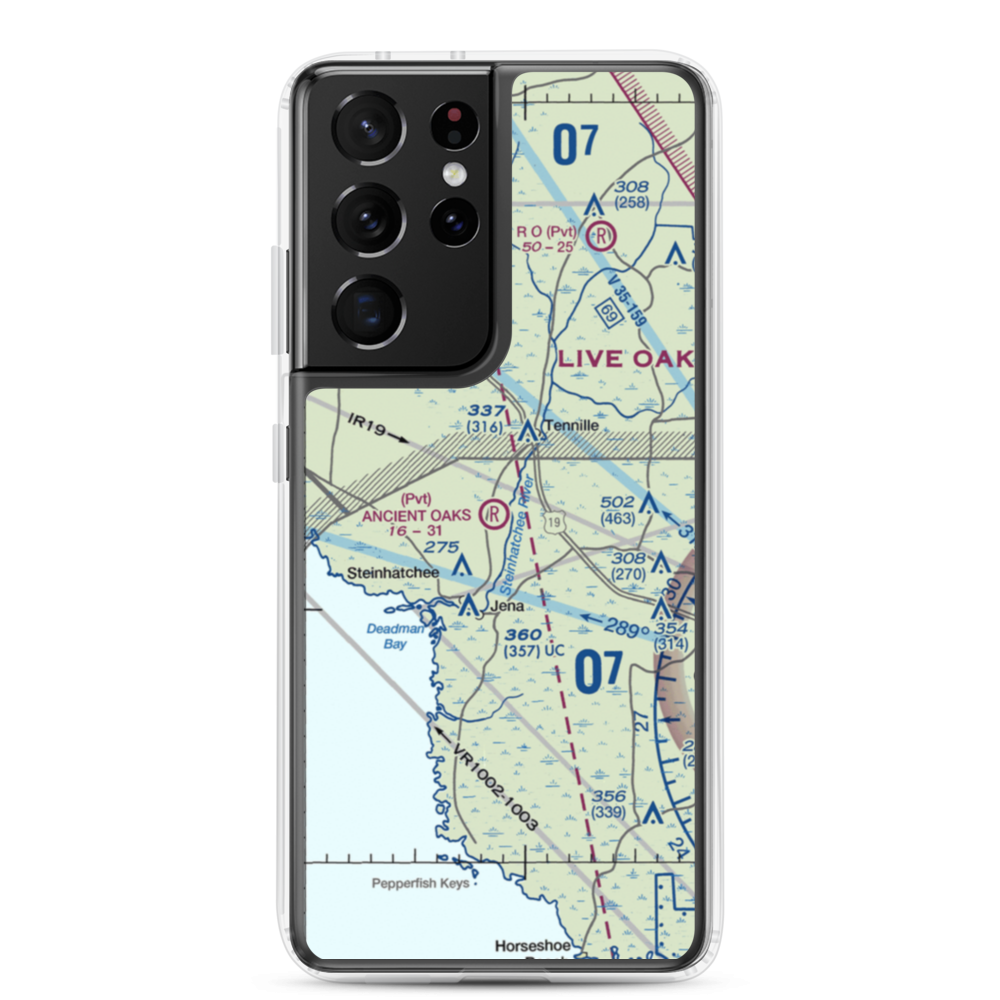 Ancient Oaks Airport (39FD) VFR Sectional Samsung Case Samsung Galaxy S21 Ultra model shown