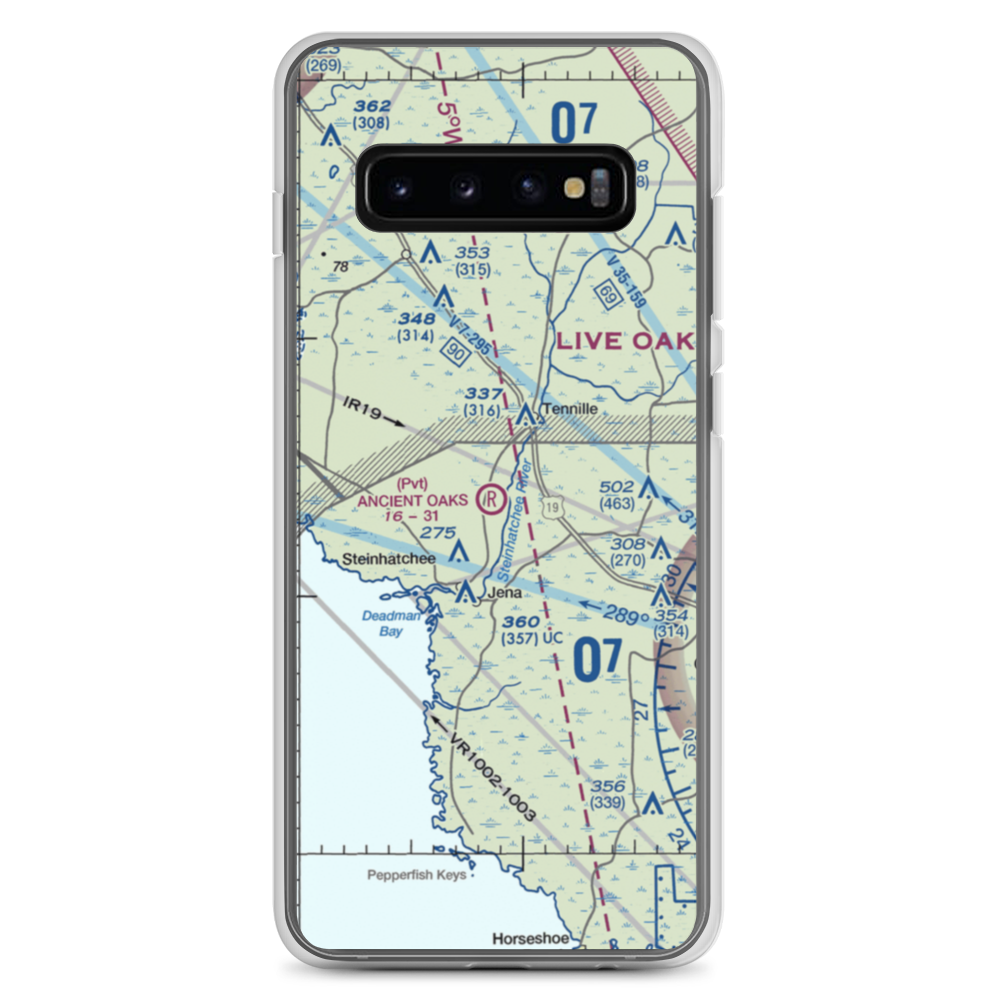 Ancient Oaks Airport (39FD) VFR Sectional Samsung Case Samsung Galaxy S10+ model shown