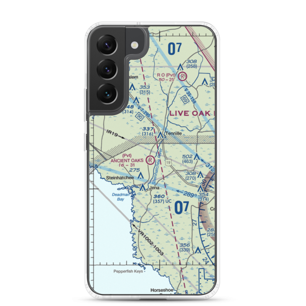 Ancient Oaks Airport (39FD) VFR Sectional Samsung Case Samsung Galaxy S22 Plus model shown