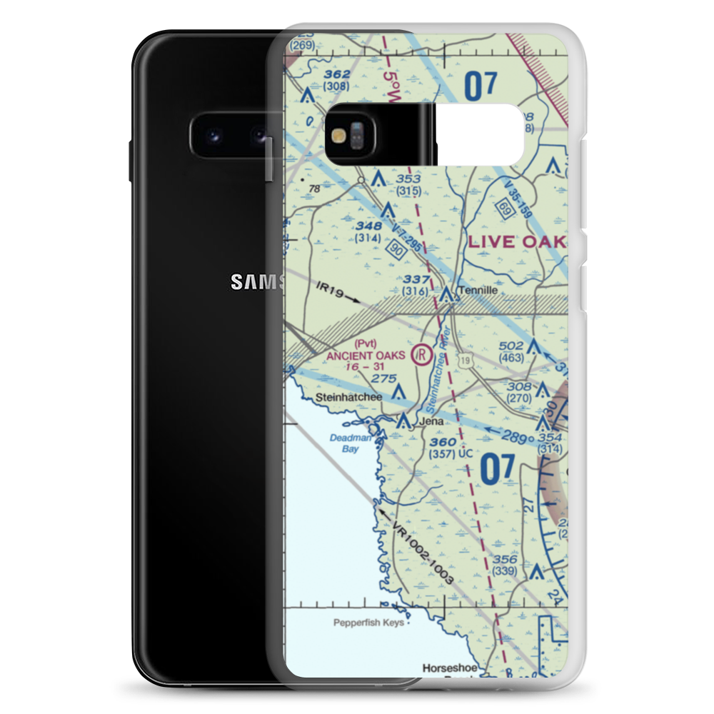 Ancient Oaks Airport (39FD) VFR Sectional Samsung Case Samsung Galaxy S10+ model shown