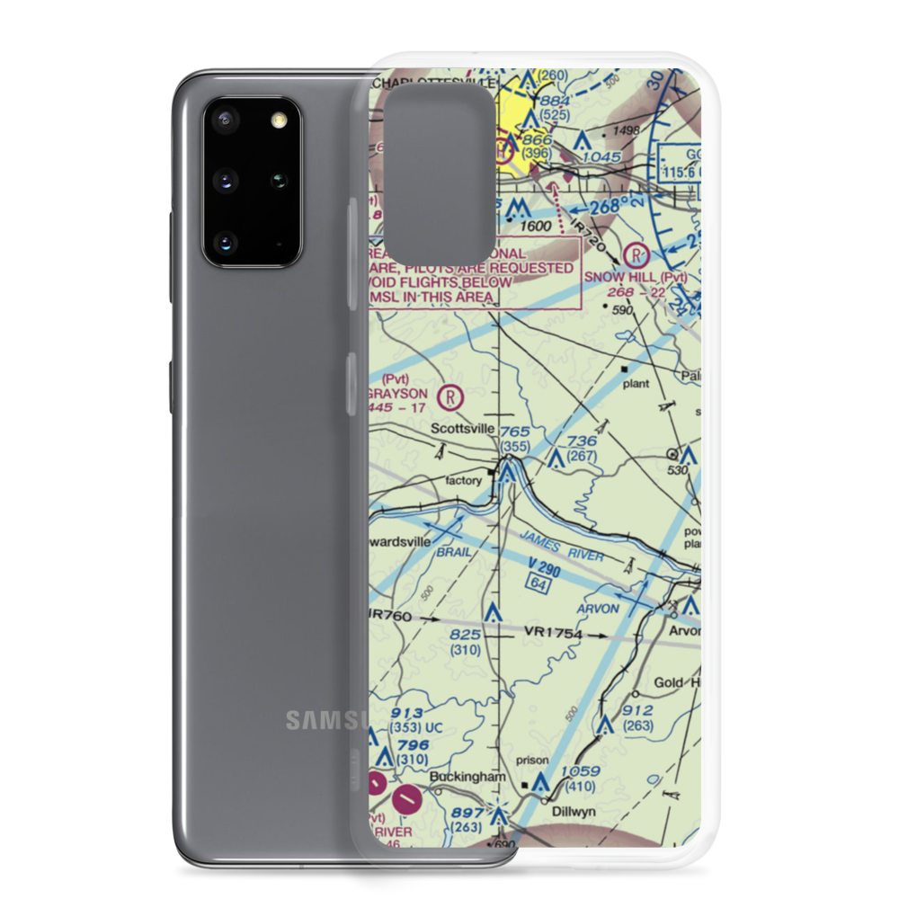 Anderson Airport (99VA) VFR Sectional Samsung Case Samsung Galaxy S20 Plus model shown
