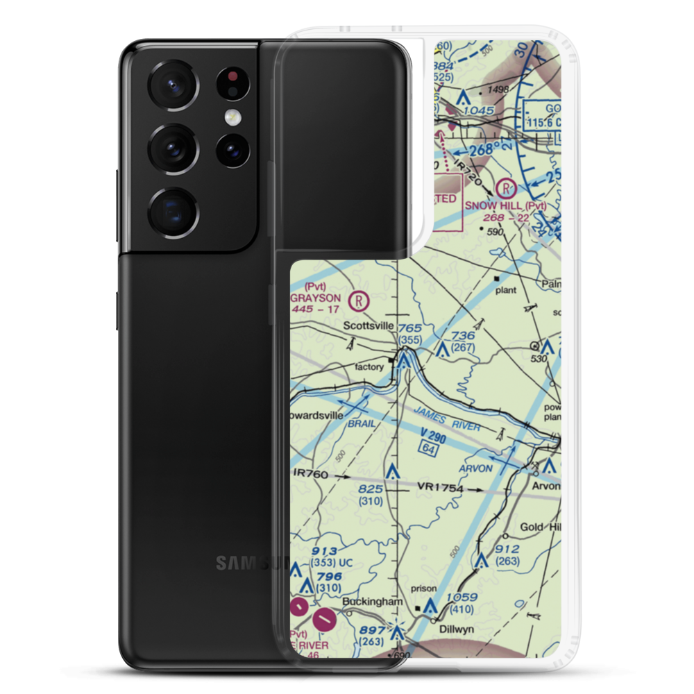Anderson Airport (99VA) VFR Sectional Samsung Case Samsung Galaxy S21 Ultra model shown