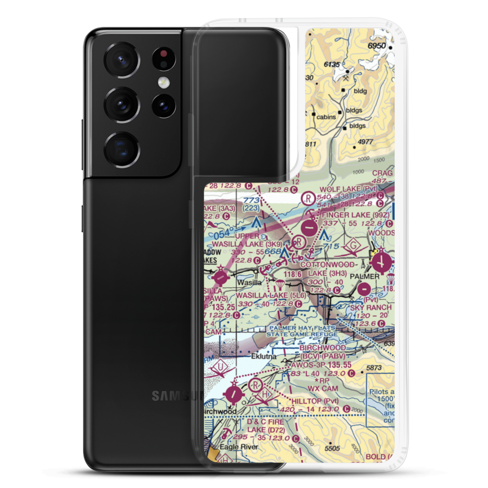 Anderson Lake Airport (0AK1) VFR Sectional Samsung Case Samsung Galaxy S21 Ultra model shown