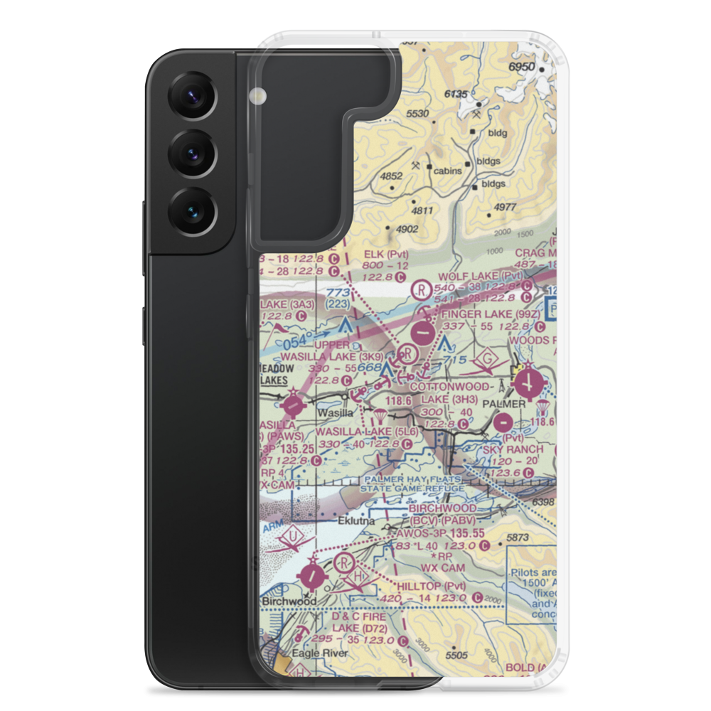 Anderson Lake Airport (0AK1) VFR Sectional Samsung Case Samsung Galaxy S22 Plus model shown