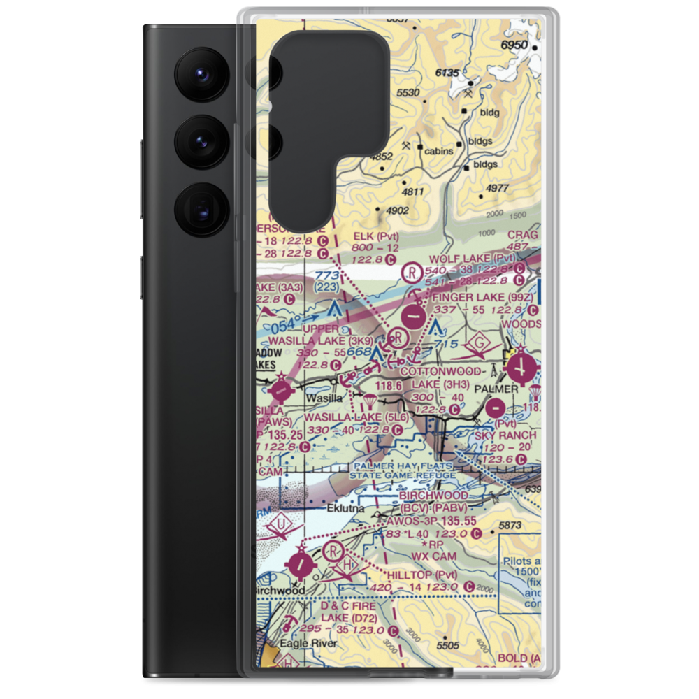 Anderson Lake Airport (0AK1) VFR Sectional Samsung Case Samsung Galaxy S22 Ultra model shown