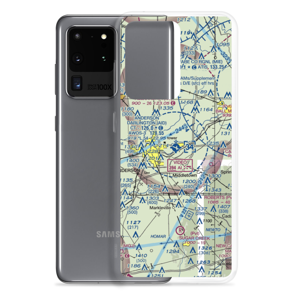 Anderson Municipal Darlington Field (AID) VFR Sectional Samsung Case Samsung Galaxy S20 Ultra model shown