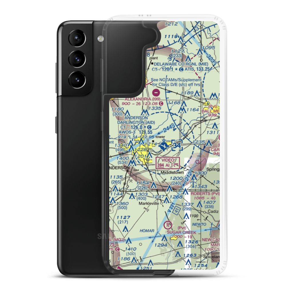 Anderson Municipal Darlington Field (AID) VFR Sectional Samsung Case Samsung Galaxy S21 Plus model shown