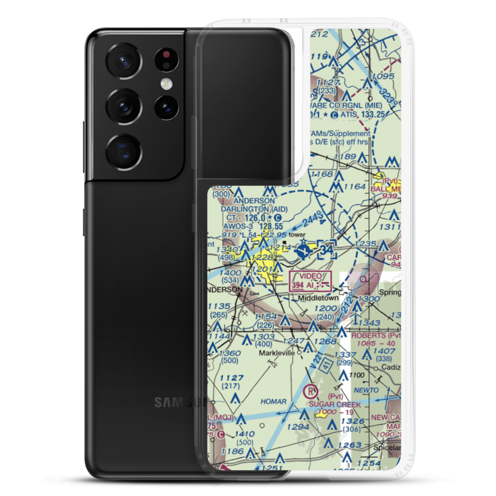 Anderson Municipal Darlington Field (AID) VFR Sectional Samsung Case Samsung Galaxy S21 Ultra model shown