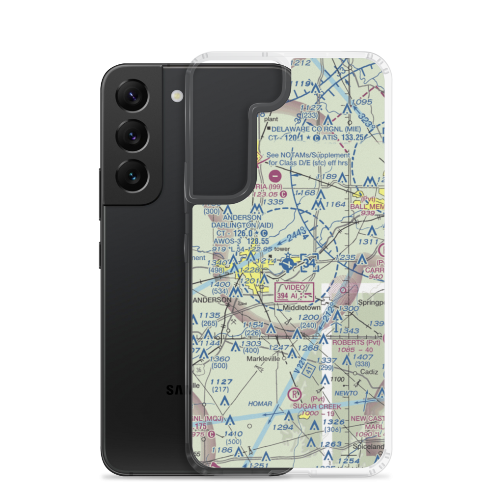 Anderson Municipal Darlington Field (AID) VFR Sectional Samsung Case Samsung Galaxy S22 model shown
