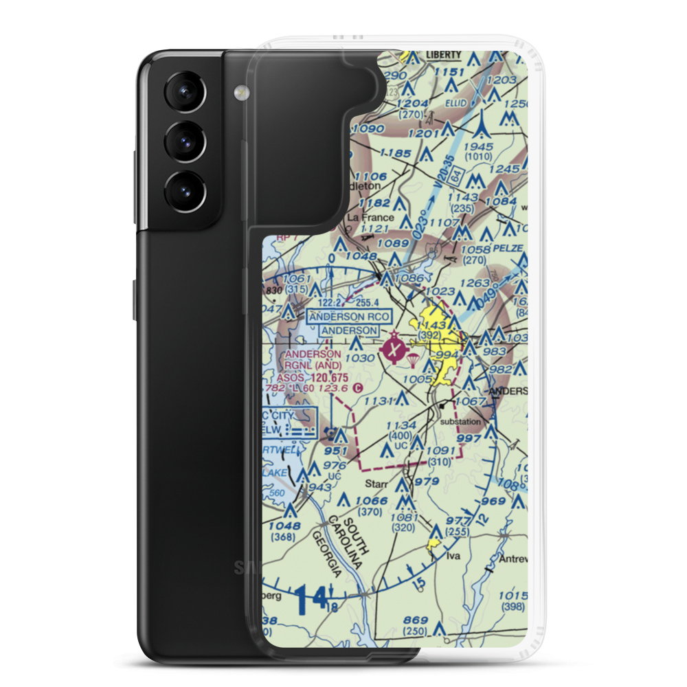 Anderson Regional Airport (AND) VFR Sectional Samsung Case Samsung Galaxy S21 Plus model shown