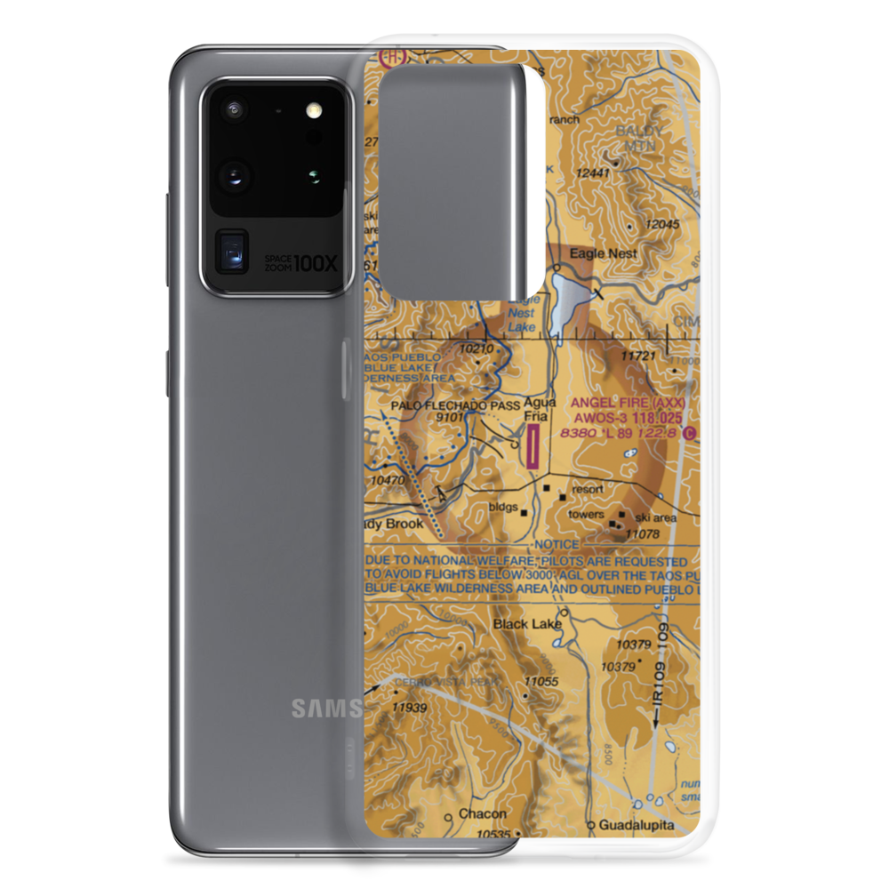 Angel Fire Airport (AXX) VFR Sectional Samsung Case Samsung Galaxy S20 Ultra model shown