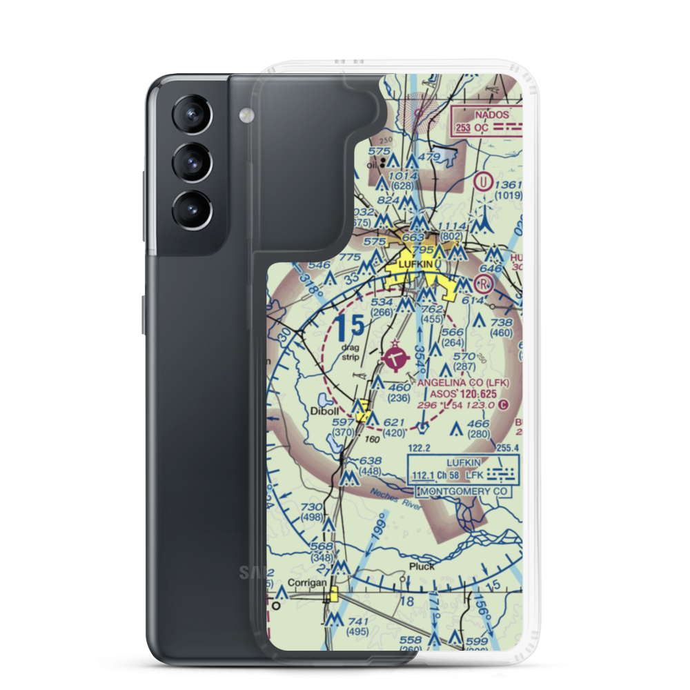 Angelina County Airport (LFK) VFR Sectional Samsung Case Samsung Galaxy S21 model shown
